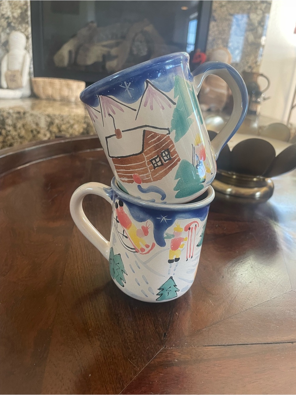 Starbucks Illustrated Ski Lodge Mugs - RARE from Hungary